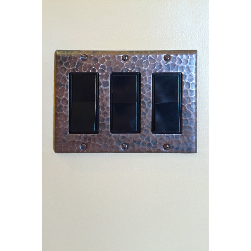 Copper Switchplate Triple Ground Fault/Rocker Cover GFI
