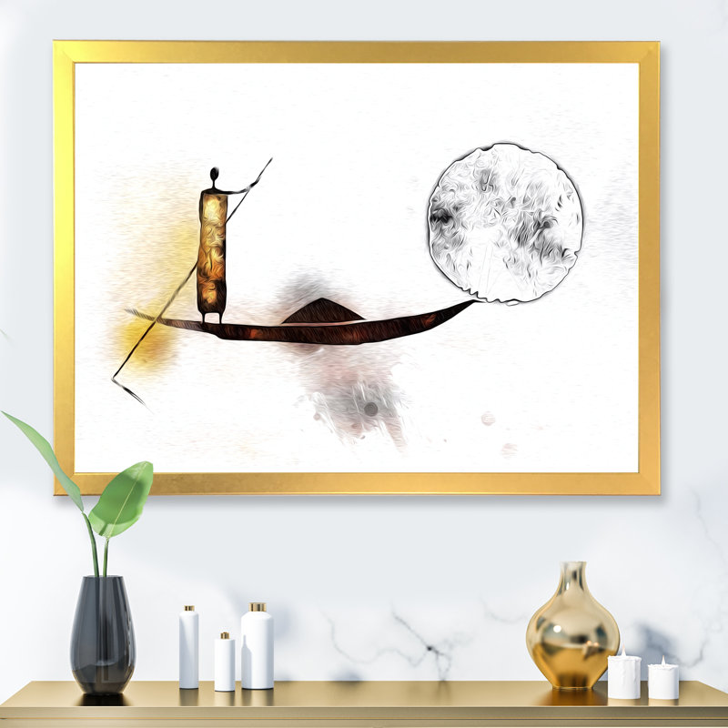 Scène de village africain rétro - peinture sur toile, Toile à cadre d'angle fermé doré, H 12 po x l 20 po