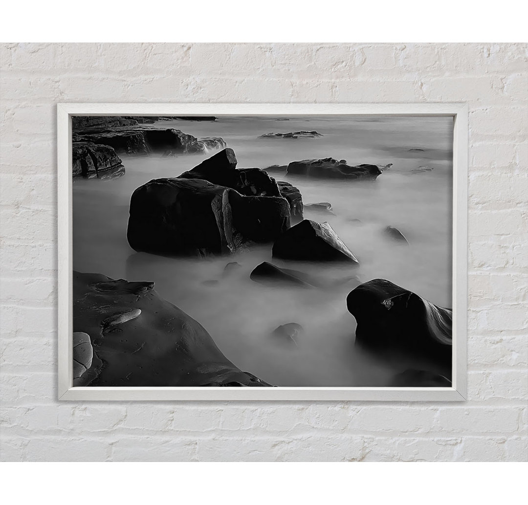 Ocean Rock Serenity B N W - Einzelner Bilderrahmen Kunstdrucke auf Leinwand