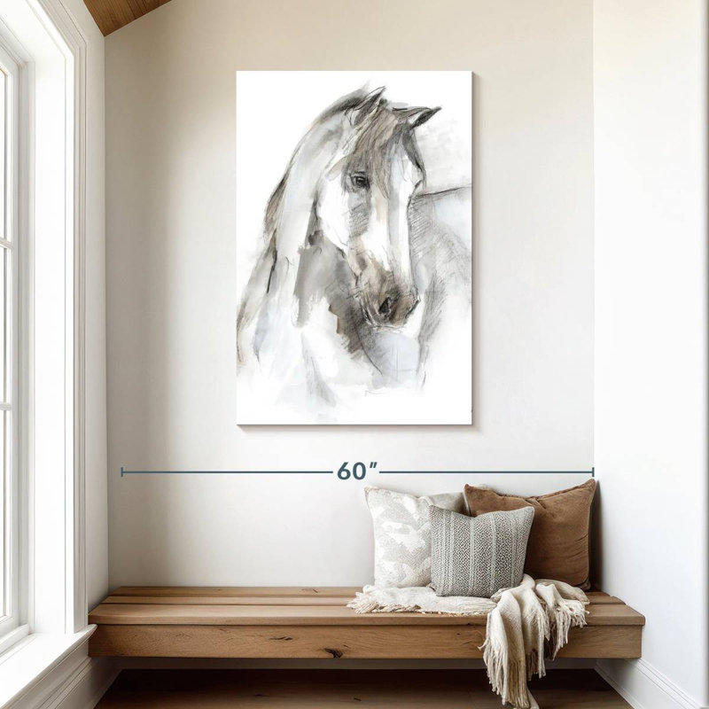Aquarelle Brampt, étude de chevaux I, H 45 po x l 30 po
