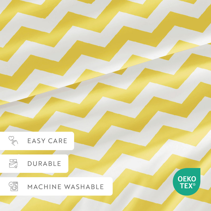 Simply Soft™ Arrow Pattern Microfiber Sheet Set, King Sheet Set + Fitted Sheet + 2 Pillowcases, Yellow