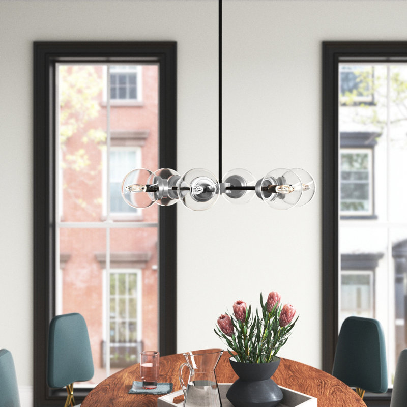 Breit 6 - Light Dimmable Sputnik Sphere Chandelier, Matte Black / Brushed Nickel Accents