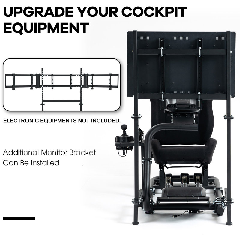 Anman Racing Sim Cockpit with Ergonomic Seat & Monitor Stand, Not Include Steering wheel & Wheels & Pedals and Shifter Handbrake