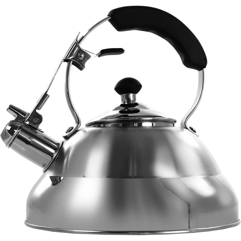 MegaChef 2.7L Brushed Silver Stainless Steel Whistling Kettle