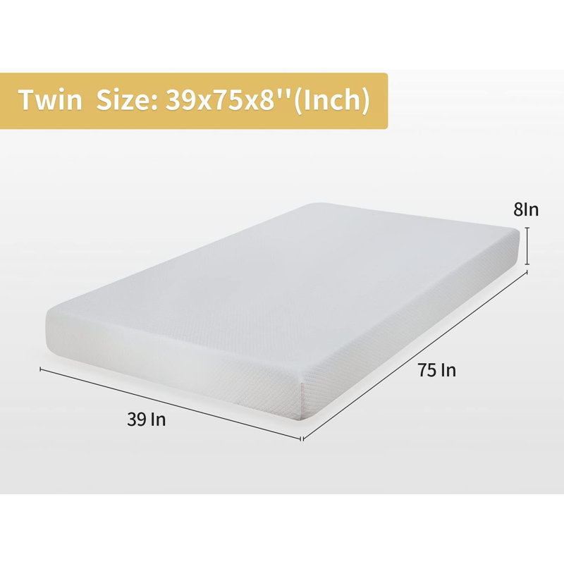 Matelas Matelas en mousse viscoélastique gélifiée rafraîchissante de 8 pouces avec housse lavable certifiée CertiPUR-US pour un sommeil frais et soulager la pression