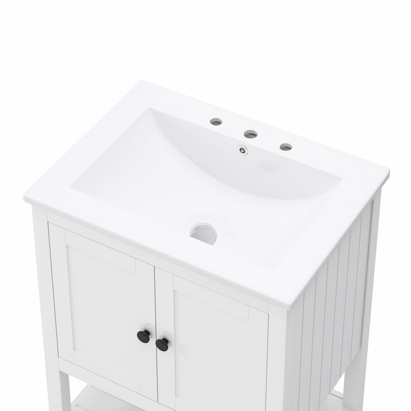 Meuble-lavabo de 24 po avec lavabo, conception moderne et rangement spacieux pour une utilisation efficace de l'espace et une esthétique élégante