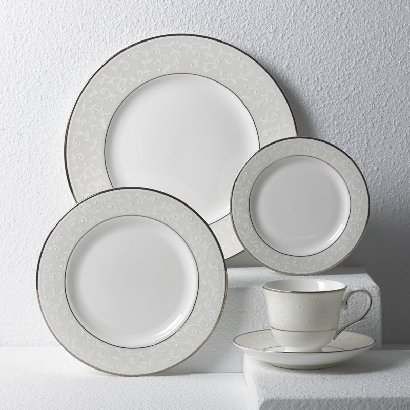Lenox Opal Innocence Silver Bone China 5 Piece Place Setting, Service for 1, Off-White