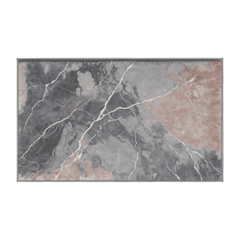 Machine Washable Gray Area Rug, Rectangle 5' x 8'