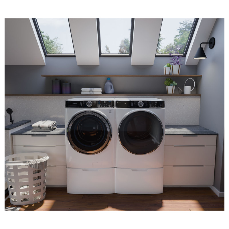 GE Profile 5.3 Cu Ft Capacity Smart Front Load Energy Star Washer With Ultrafresh Vent System+ With Odorblock, White/Black