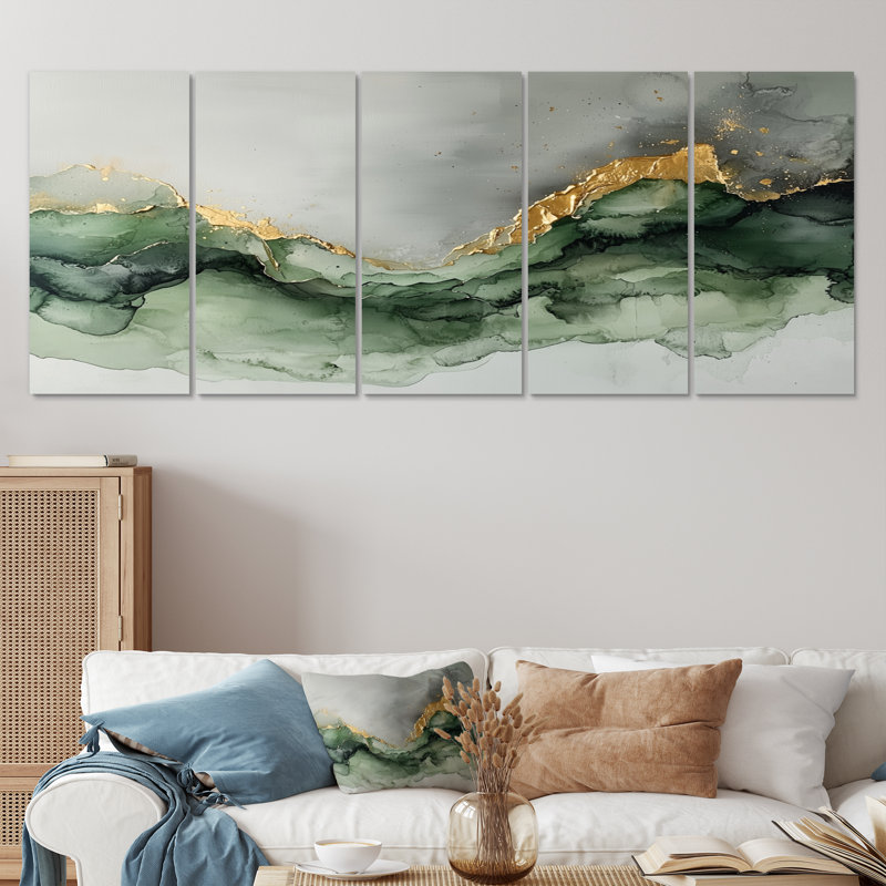Georges - Art mural abstrait - ensemble d'art mural moderne, 5, H 32 po x l 80 po