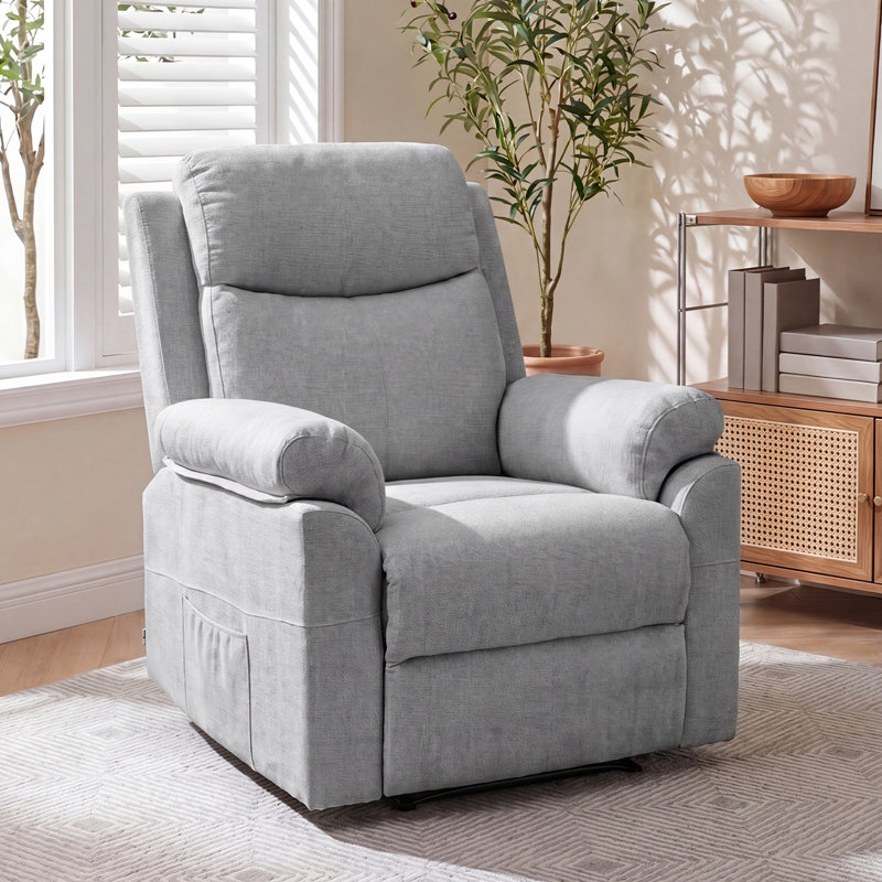 Single Sofa Recliner Armchair Reclining Chair, Grey Chenille, Grey