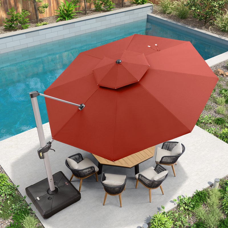 Legend 4m Cantilever Parasol With Base, Brick Red
