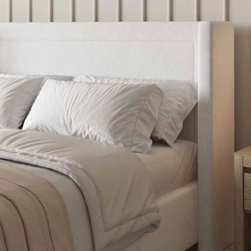 Abbey Wingback Queen Bed Ivory
