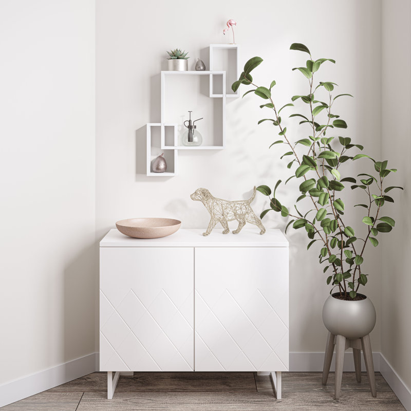 Étagère murale décorative en forme de boîtes carrées imbriquées, Blanc