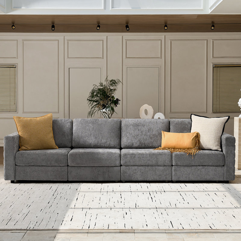 Canapé de rangement modulaire Jagger, Gris, 4, H 35,5 po x l 124,5 po x P 34,25 po