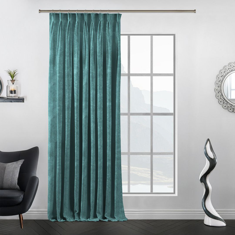 Luxury Pinch Pleat Curtain Panel - Single Drapery for Elegant Window Decor, Xanadu, 65cm Width x 500cm Drop