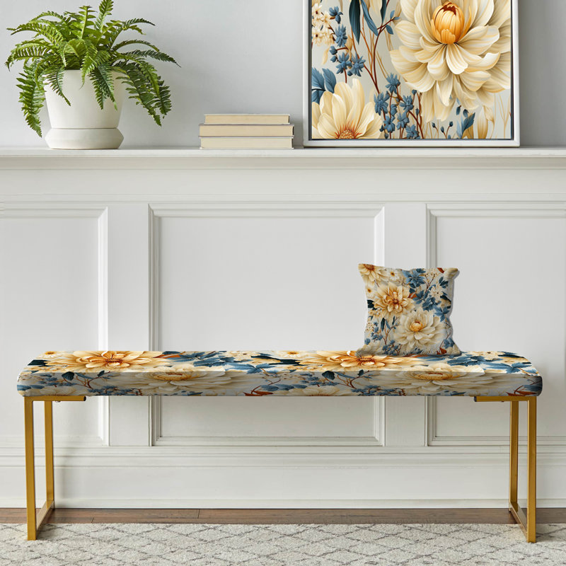 Jardin floral bohème bleu et blanc Boho