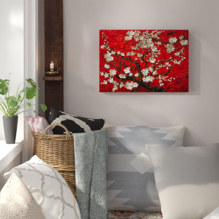 Almond Blossom Tree 1 by Vincent Van Gogh - Wrapped Canvas - Framed Print, 50cm H x 76cm W