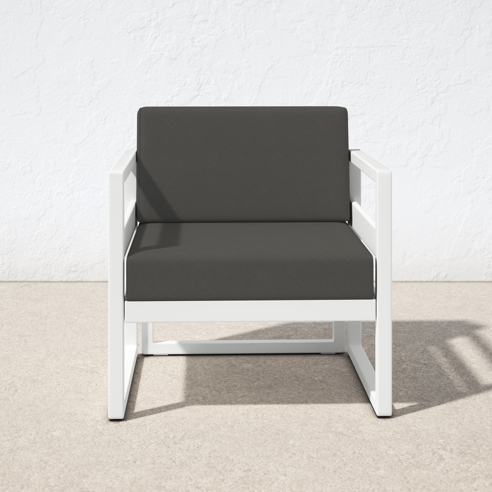 Lane Outdoor Lounge Chair, Charcoal, White