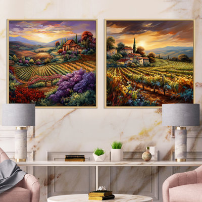 "Vineyard Charm Vivid liquide Art" 2 pièces