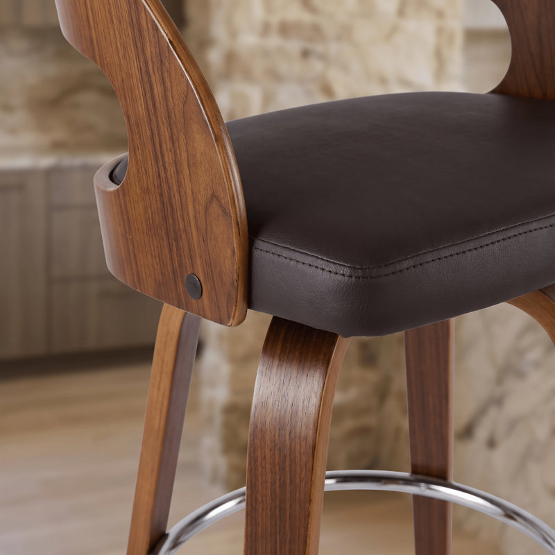 Tabouret de bar pivotant Pensacola, Noyer, Brun, Tabouret de comptoir (siège d'une hauteur de 26 p