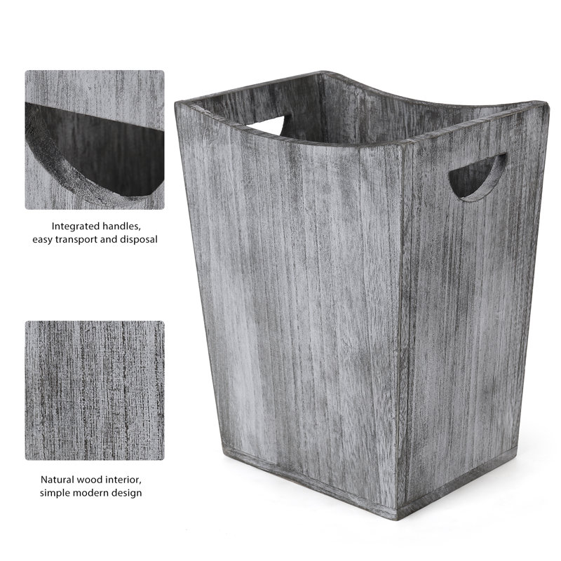 Poubelle en bois Rustic Farmhouse, Gris