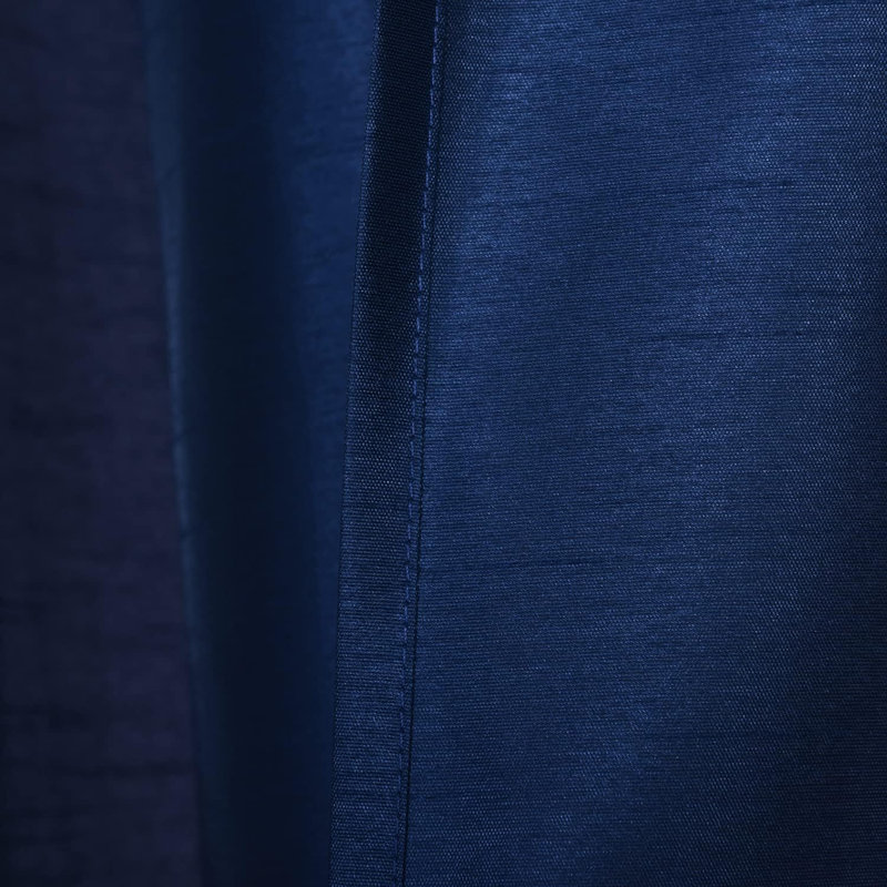 2 Panels Faux Silk Rod Pocket Semi Sheer Curtains, 52"W x 84"L (Pack of 2), Navy