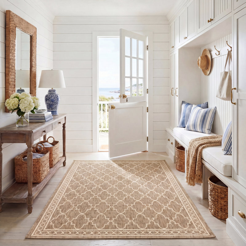 Tapis intérieur / extérieur beige Herefordshire, Rectangle 5 pi 3 po x 7 pi 7 po