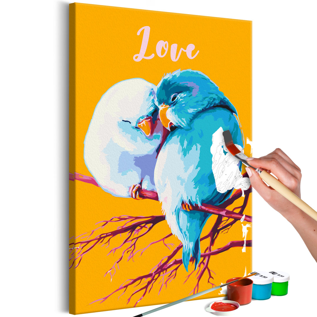 Leinwandbild Parrots In Love - Malen nach Zahlen