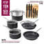 Granitestone 17 Piece Black Cookware Set Including Knife Set And Bamboo Cutting Board-89235042