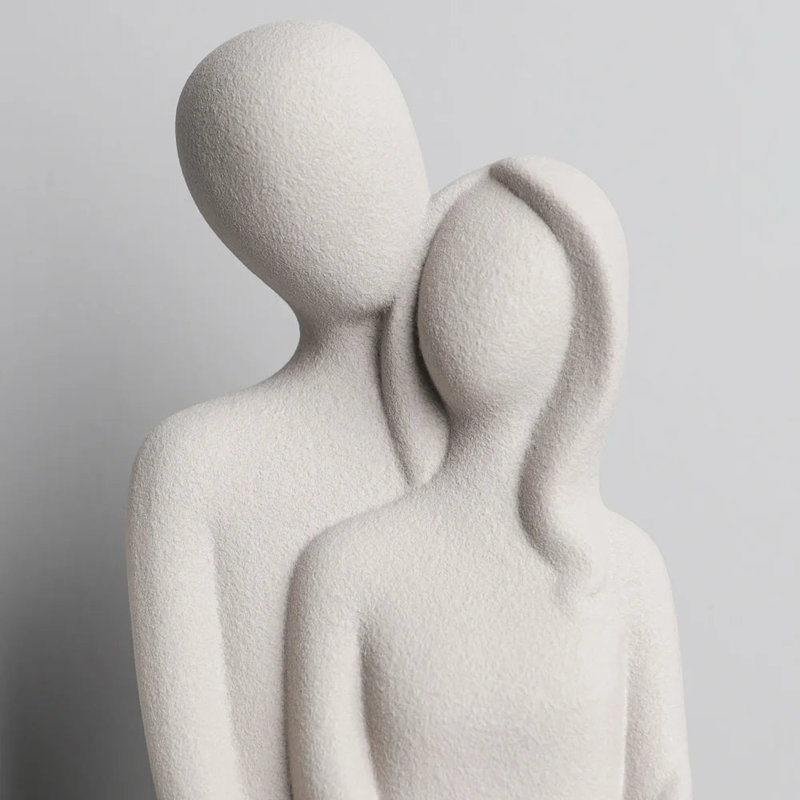 Modern Ceramic Hugging Couple Sculpture