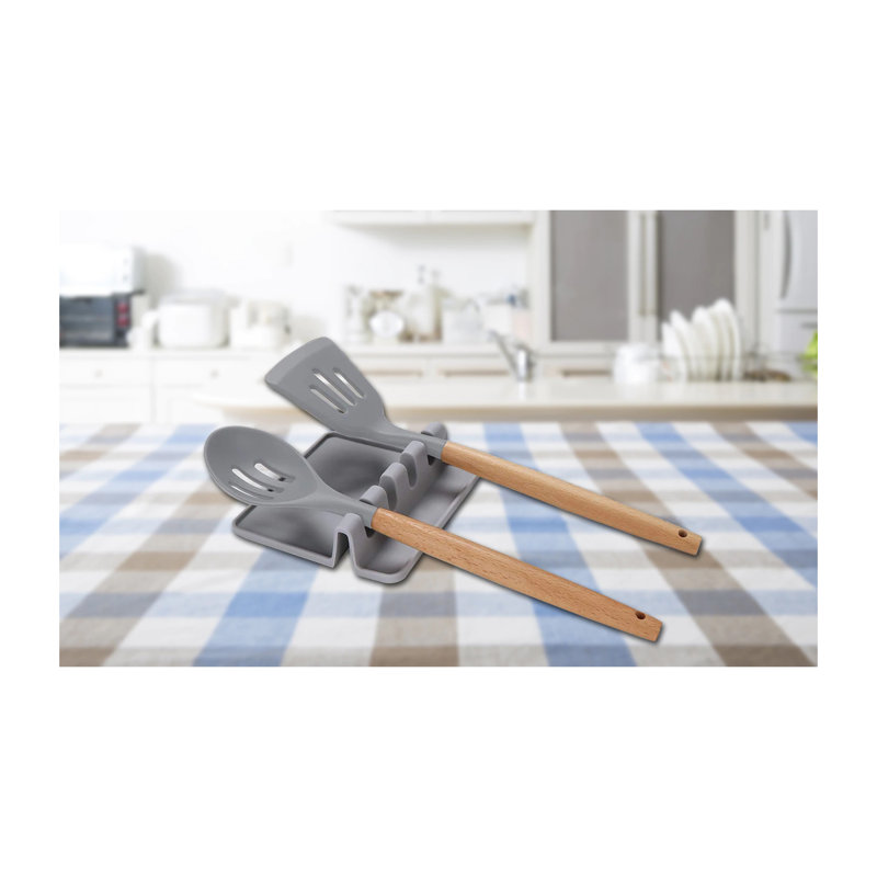 Plastic Square Spoon Rest, Gray