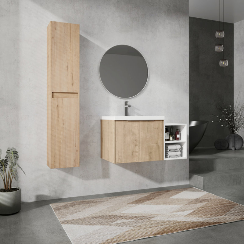 Meuble-lavabo mural 36 po avec lavabo et armoire latérale 36 po