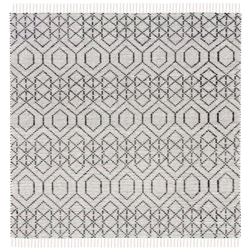 Montauk Hand Loomed Cotton Geometric Rug, Square 6'