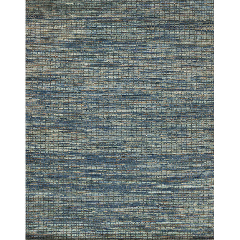 Mystique Hand-Knotted Wool Area Rug in Stone Blue, Rectangle 6' x 9', Stone Blue