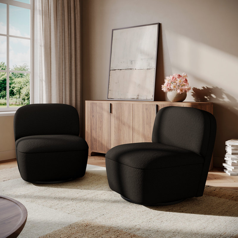 Modern Upholstered Swivel Accent Chair with Hidden Storage, 360° Rotating Chair, Compact Chair, Black