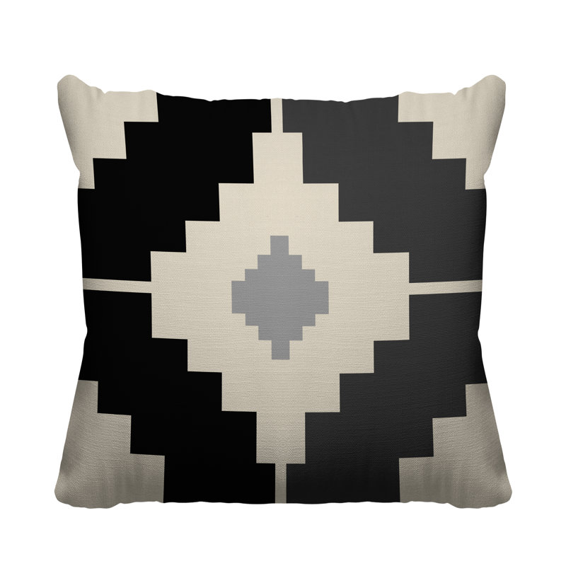 Coussin intérieur / extérieur Kele Southwestern, Noir, L 15 po x H 15 po