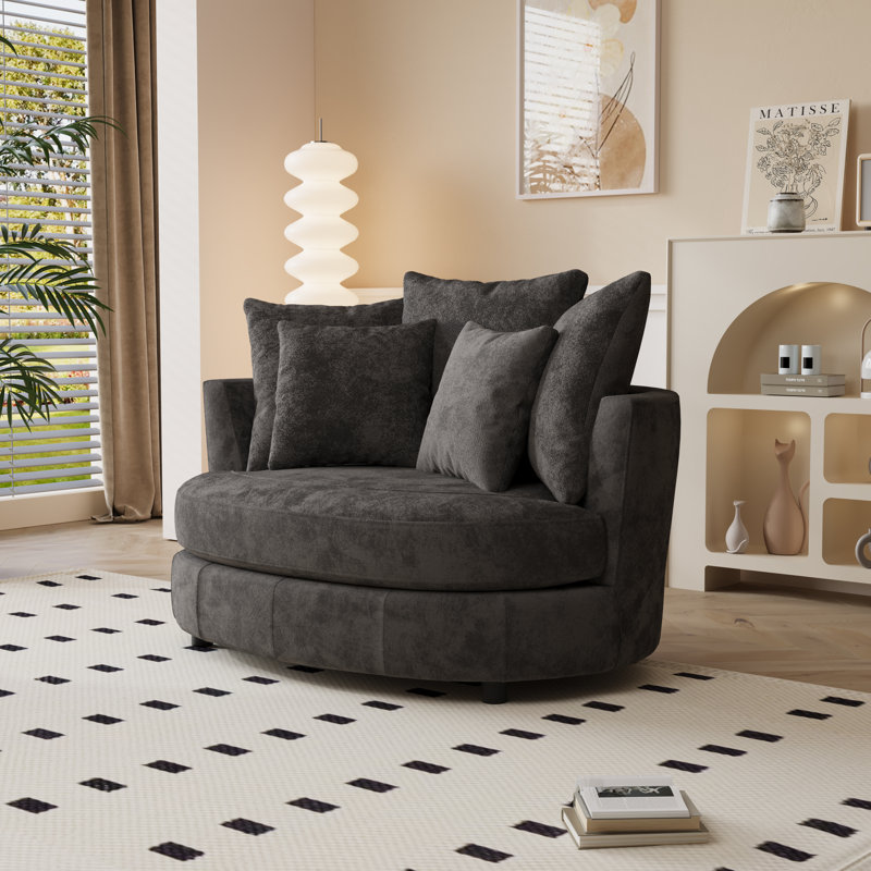 Fauteuil demi-tonneau d'appoint surdimensionné 55,1 po, Gris anthracite
