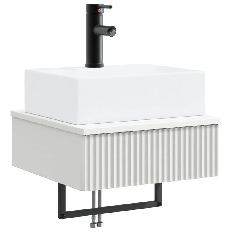 Single Bathroom Vanity with Ceramic Basin, White
