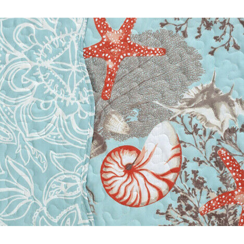 Blue Pattern Traditional Printed Reversible Premium Quilt Sets (2-or3-Piece), Queen Quilt + 2 Shams