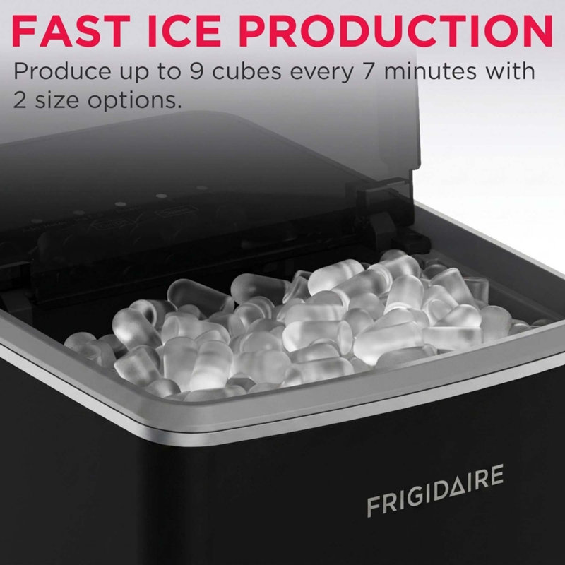 Frigidaire 26 lbs Countertop Ice Maker with Touch Display, Black, Black