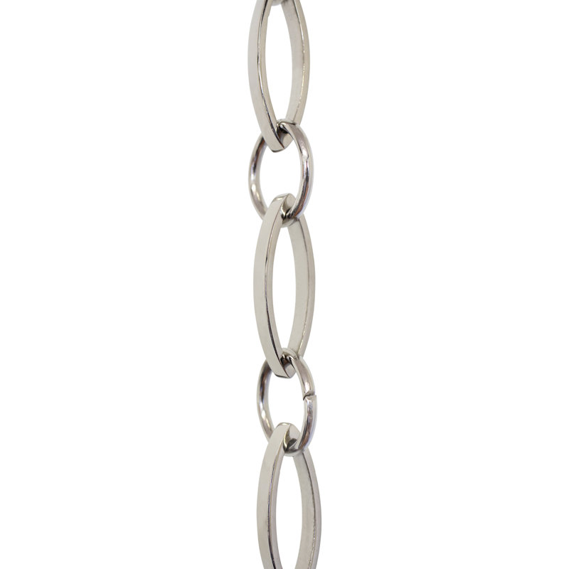 Chaîne de lustre à boucle décorative (3 pieds), Nickel poli, H 12 po x l 0,71 po x P 0,28 po