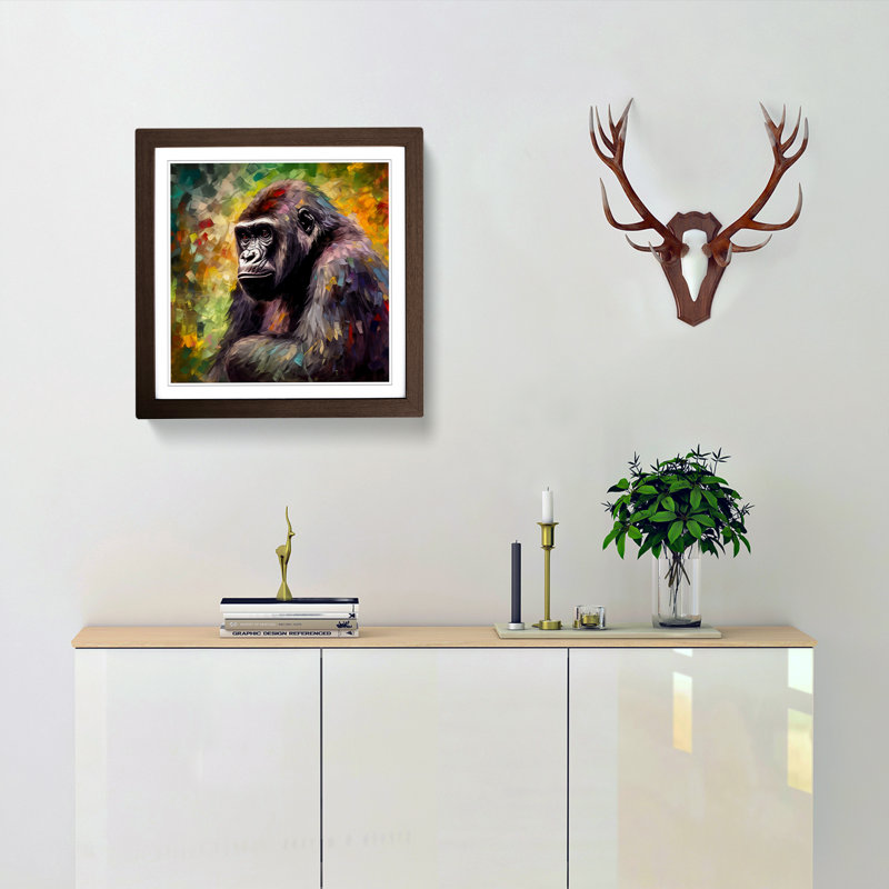 Gorilla Impressionism - Single Picture Frame Print on Wood, Walnut