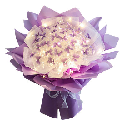NEW 52pc Butterflies Flower Bouquet Gift Set With LED Light Great Gift Ideas For Valentine's Day, Birthday, Anniversary, Engagement