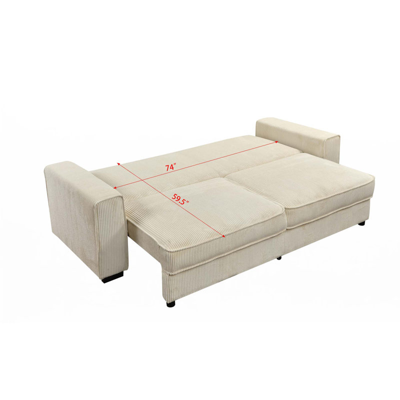 91''Large Sofa Bed With Storage, Beige