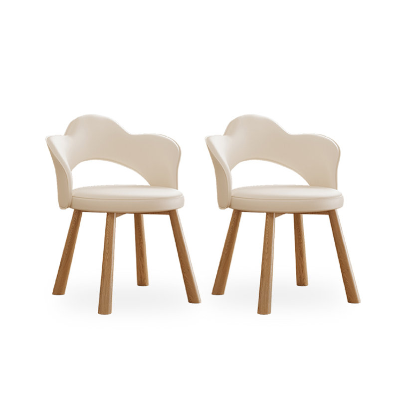 Chaise de salle à manger moderne et simple en bois massif de style crème avec dossier rembourré