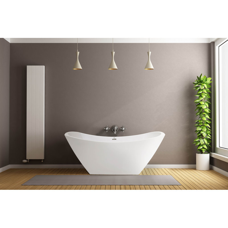 Denali 70'' x 36'' Air Solid Surface Bathtub, Glossy White, Satin Nickel