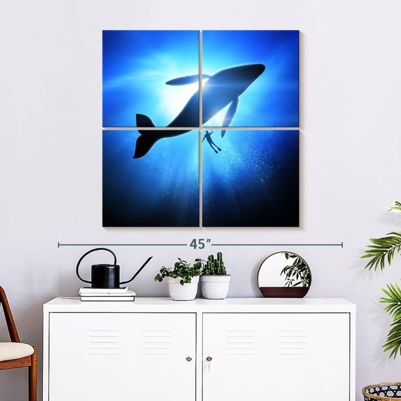 Brampt Diver And Humpback Whale, 32" H x 32" W