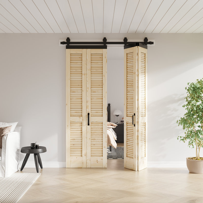 Porte pliante en bois massif 84 po, 56 po x 84 po