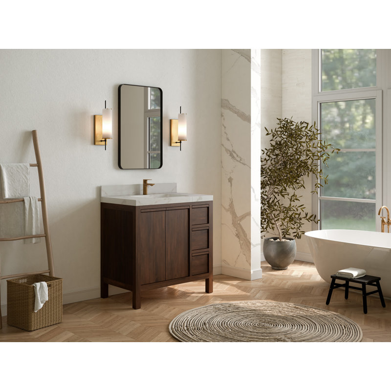 Meuble-lavabo simple l 36 po x P 22 po, Calacatta Laza